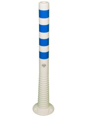 Flexipfosten weiss mit 4 blauen Reflektionsfolienstreifen