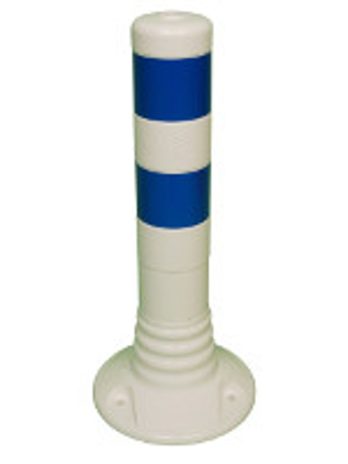 Flexipfosten weiss mit 2 blauen Reflektionsfolienstreifen